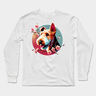 Welsh Terrier Joy in Spring with Cherry Blossoms and Flowers Long Sleeve T-Shirt